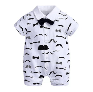 Short-sleeved with a tie/bow tie design 3-6 Month