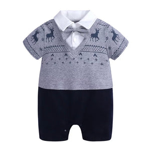 Short-sleeved with a tie/bow tie design 3-6 Month