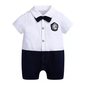 Short-sleeved with a tie/bow tie design 3-6 Month