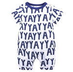 Load image into Gallery viewer, Romper Navy short sleeve Yayy Print 3-6 Month
