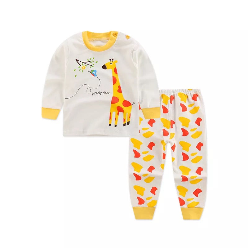 Long Sleeve Giraffe Graphic Two Pieces